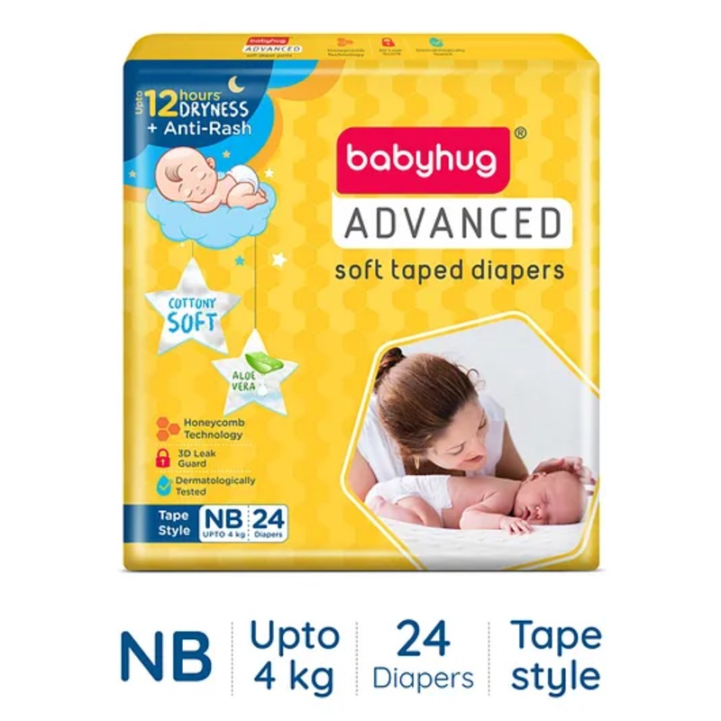 Babyhug Advanced Tape Style Diapers New Born Size – 24 Pieces