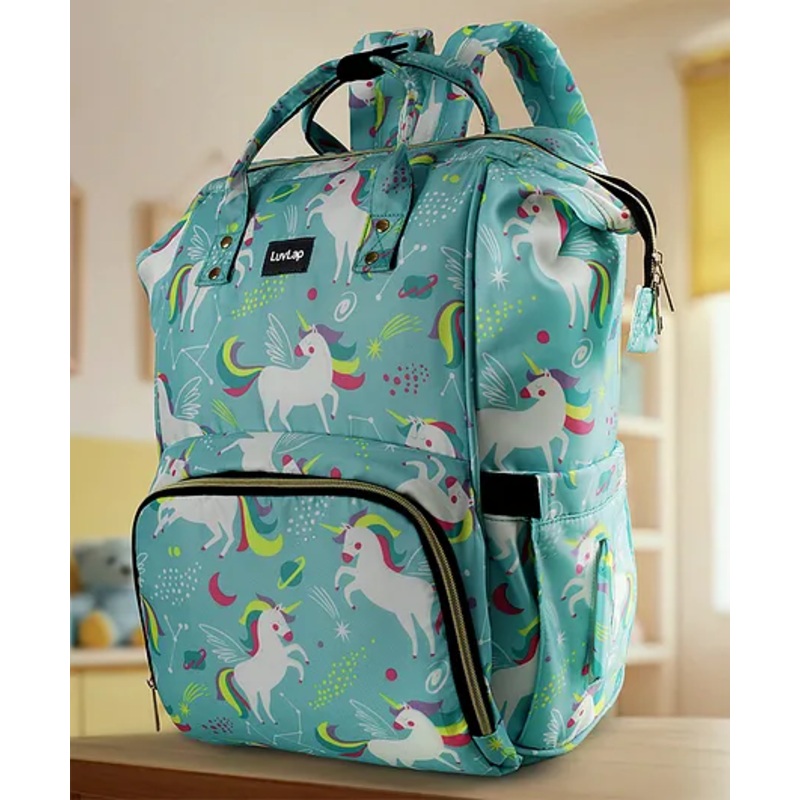 Luv Lap Lily Travel Multifunctional Waterproof Diaper Bag-backpack Cum Tote Bag – Sea Green
