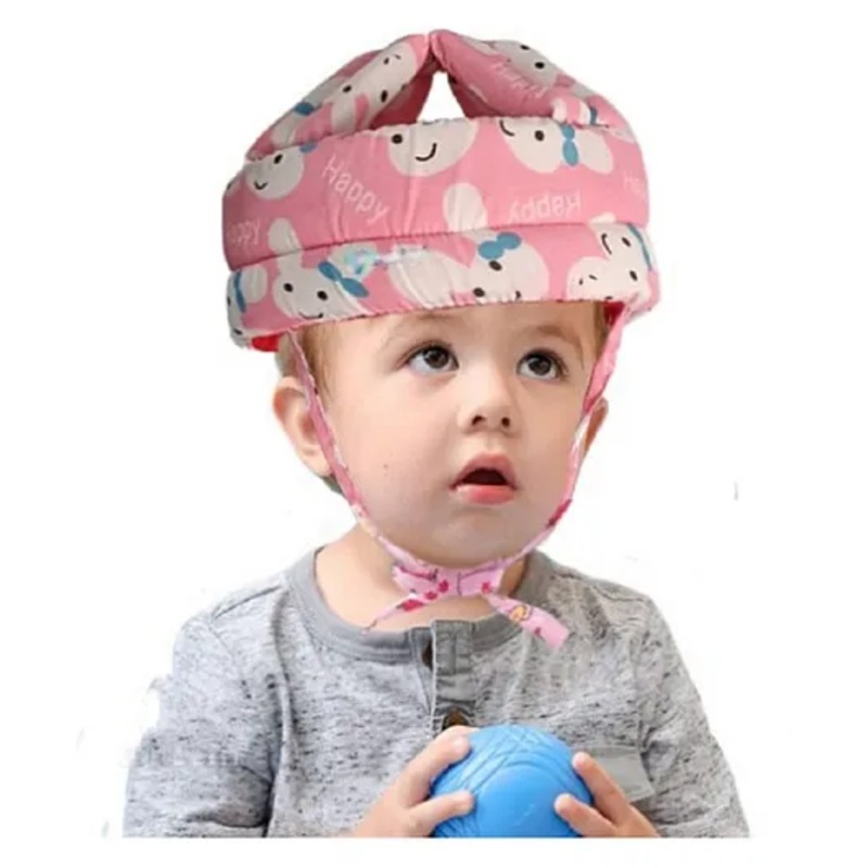 Mihar Essentials Baby Safety Helmet & Kneepads-Pink (Color And Print May Vary)