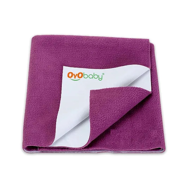 OYO BABY Anti-Piling Fleece Extra Absorbent Instant Dry Sheet, Baby Bed Protector, Waterproof Sheet, Small (70cm x 50cm), Rani Pink