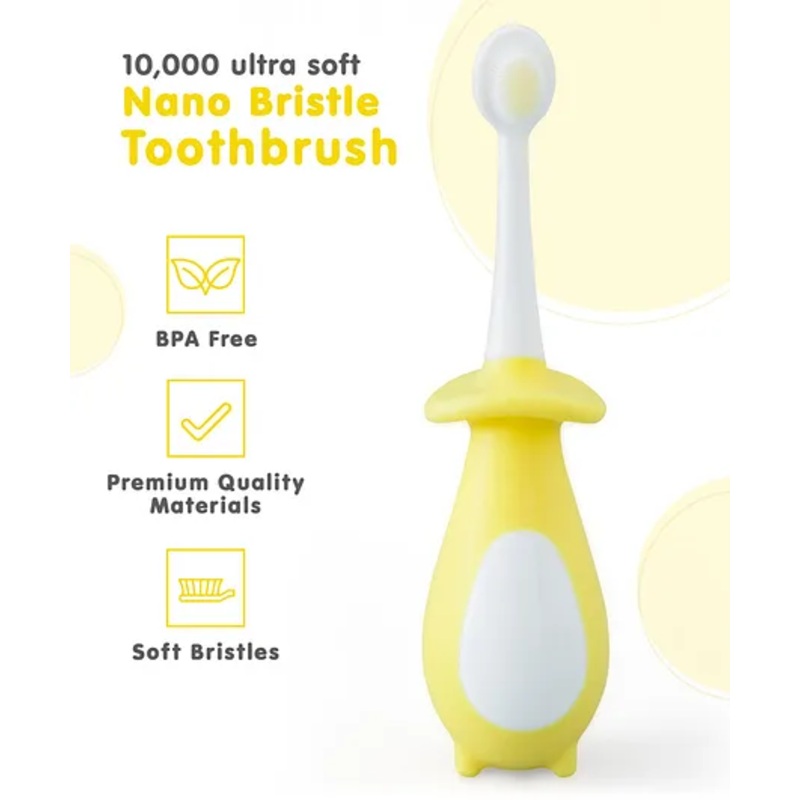 Penguin Shaped Nano Bristle Toothbrush – Yellow