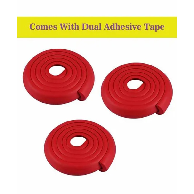 Syga L Shape Baby Edge Guard Cushion Corner Cover Tape Set of 3 – Red