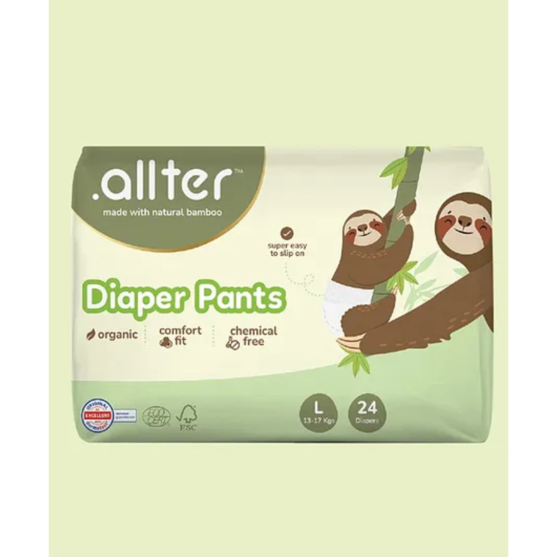 Allter Organic Feet Print Bamboo Diaper Pants Large Size – 24 Pieces