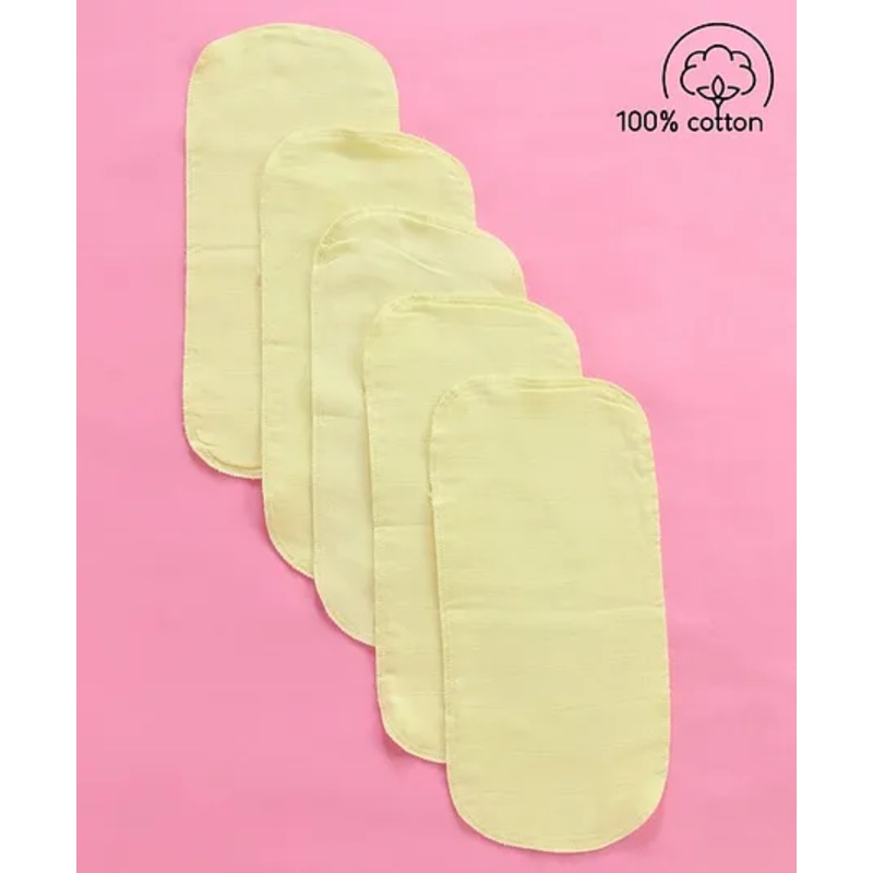 Babyhug  Muslin Cotton Cloth Nappy Insert  Pack Of 5 – Lemon