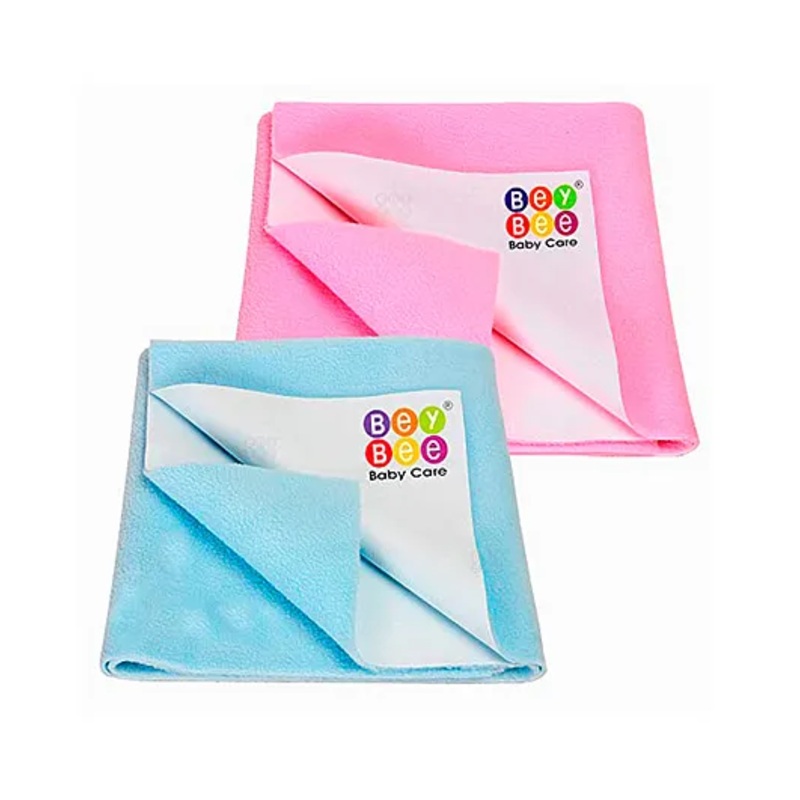 BeyBee Anti-Piling Fleece Extra Absorbent Quick Dry Sheet for Baby Pack of 2 – Pink & Blue