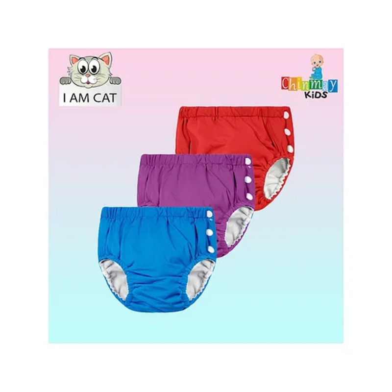 Chinmay Kids Reusable Swimwear Diaper Pants Set Of 3 – Purple Blue & Red