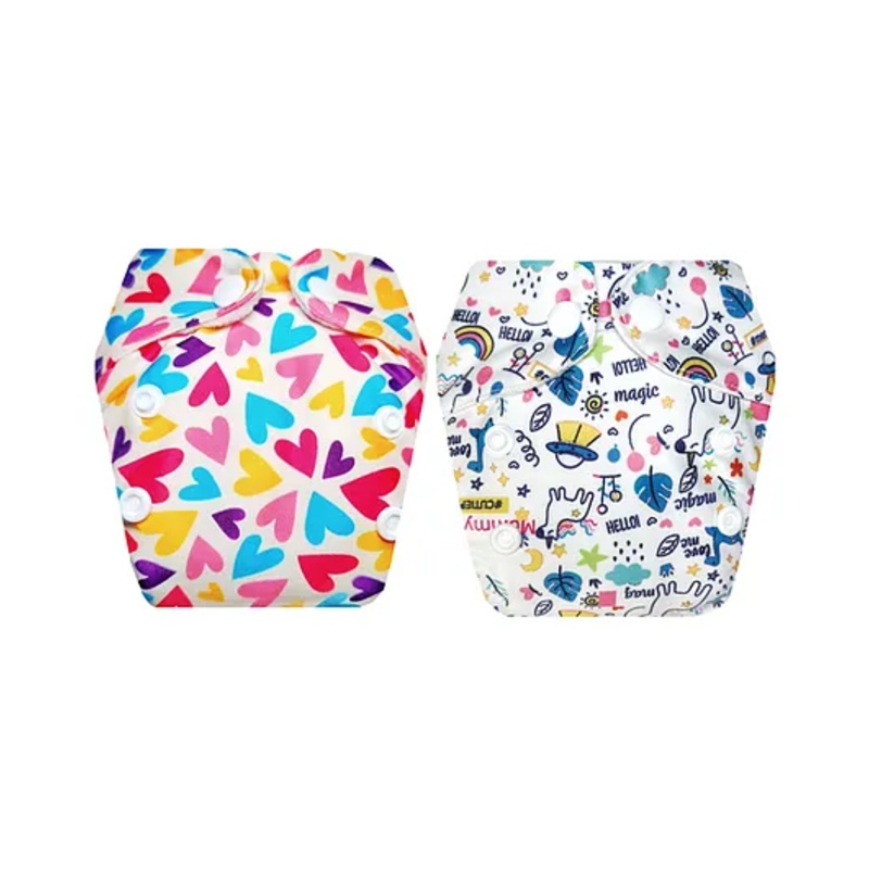 Dumbledo Premium Newborn Cloth Diaper with Integrated Cotton Insert – Antibacterial, Hypoallergenic, Smell-Free – Adjustable Fit for 0 to 6 months, Pack of 2