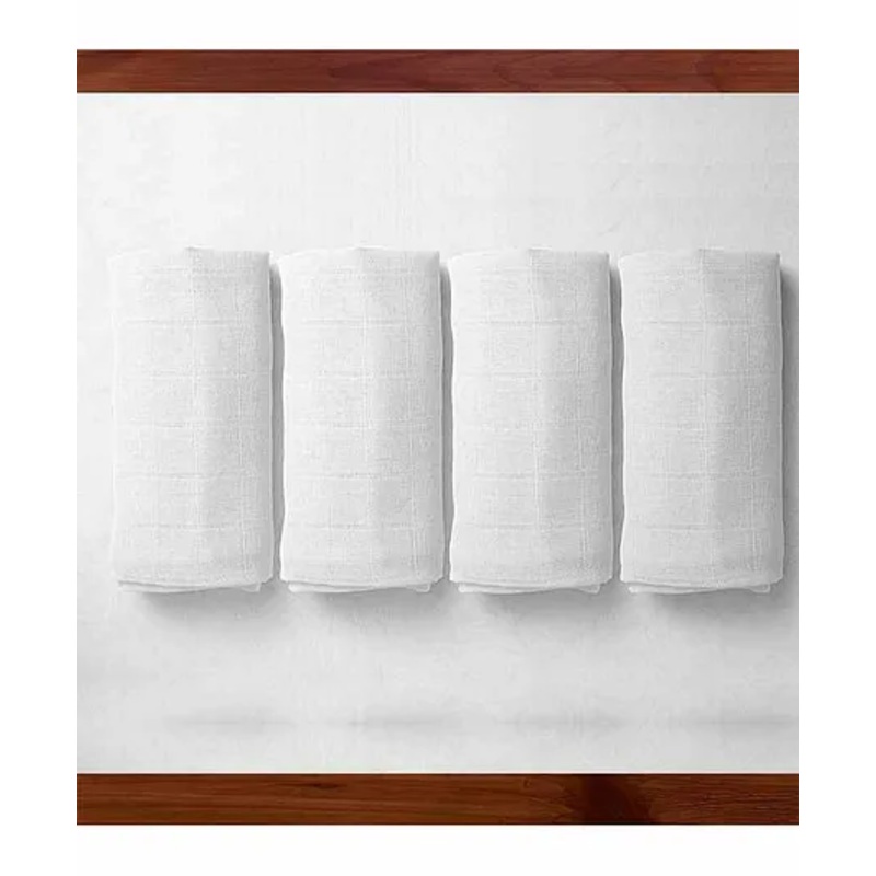 Elementary Reusable Muslin Cotton Square Organic Nappy Set Large Size Pack of 4 – White