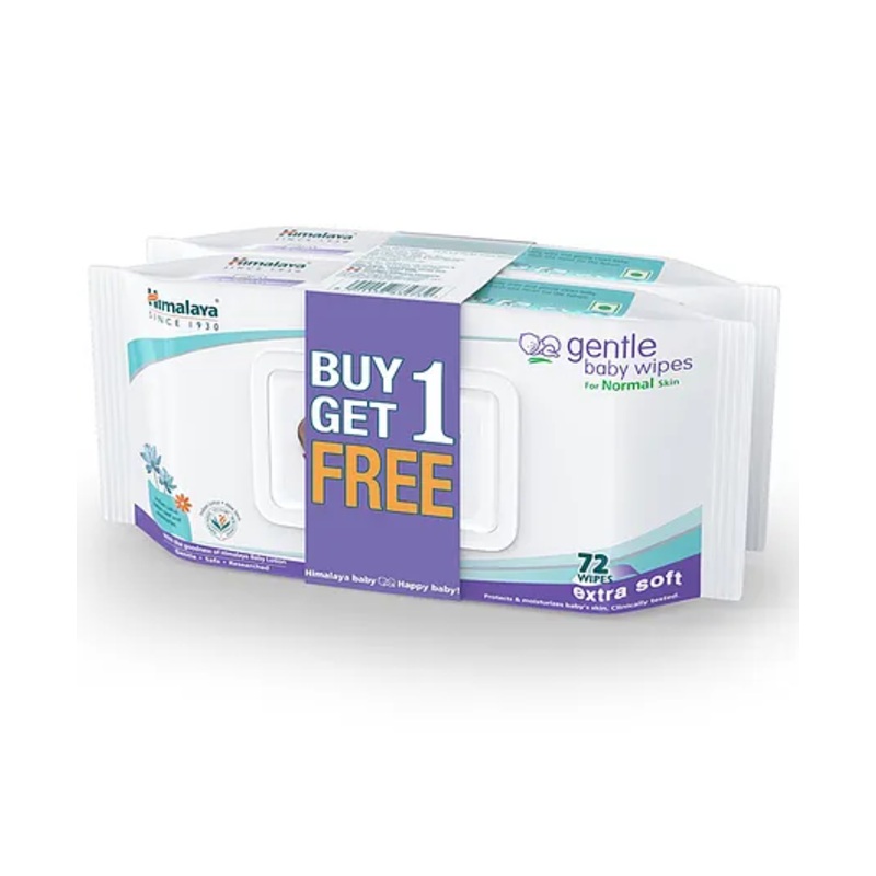 Himalaya Gentle Baby Wipes Fabric Based Biodegradable Plant With Indian Lotus & Aloe Vera 72 Pieces Each – Pack Of 2