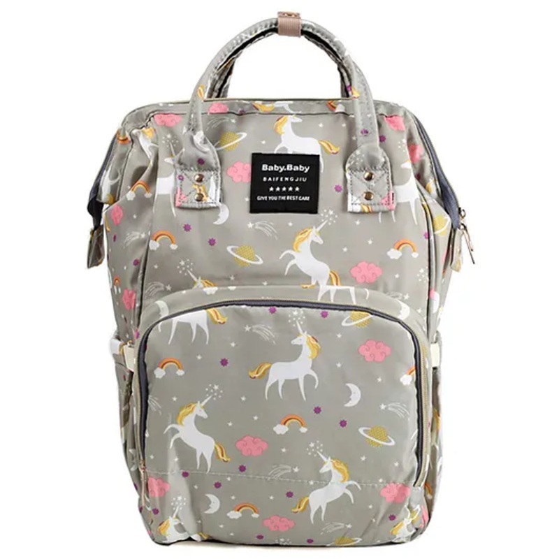 House of Quirk  Diaper Bag Maternity Backpack Unicorn Print –  Grey