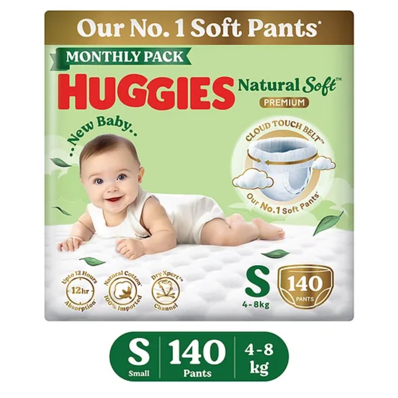 Huggies Natural Soft Premium Baby Diaper Pants Small – 140 Pieces