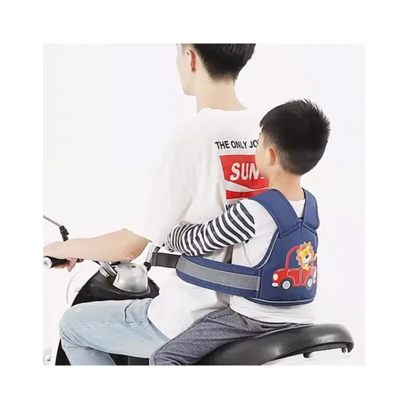 Infantso Blue kids safety belt for two wheeler(2-8 years)- kids bike belt with detachable storage bag -Adjustable safety belt for kids for bike scooty – bike safety harness for kids