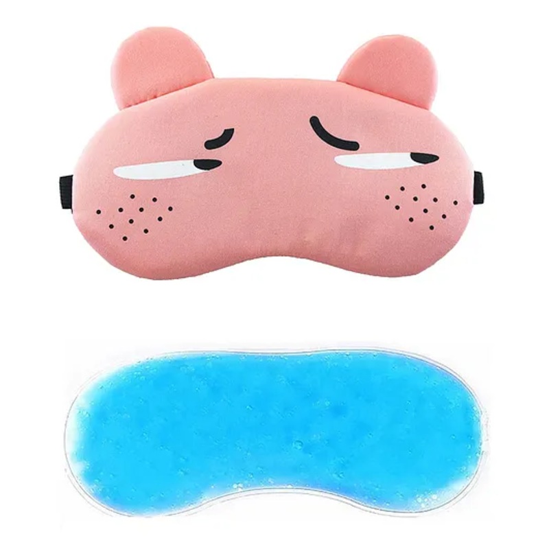 Jenna Dot Cartoon Face Sleeping Eye Mask With Cooling Gel – Pink