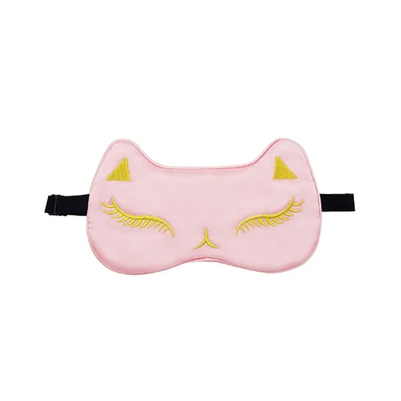 Jenna Silk Feline Face Sleeping Eye Mask – Baby Pink