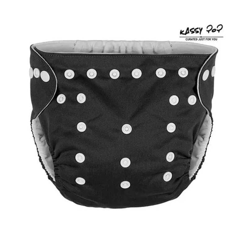 Kassy Pop Reusable Diaper Cover With Cotton Absorbing Pad – Black