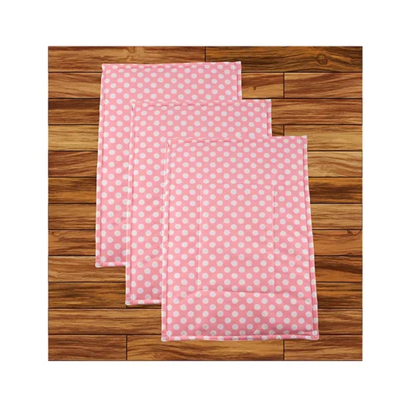 Mittenbooty Diaper Changing Mat Set of 3 with Removable Waterproof Sheet Polka Dots Print- Pink