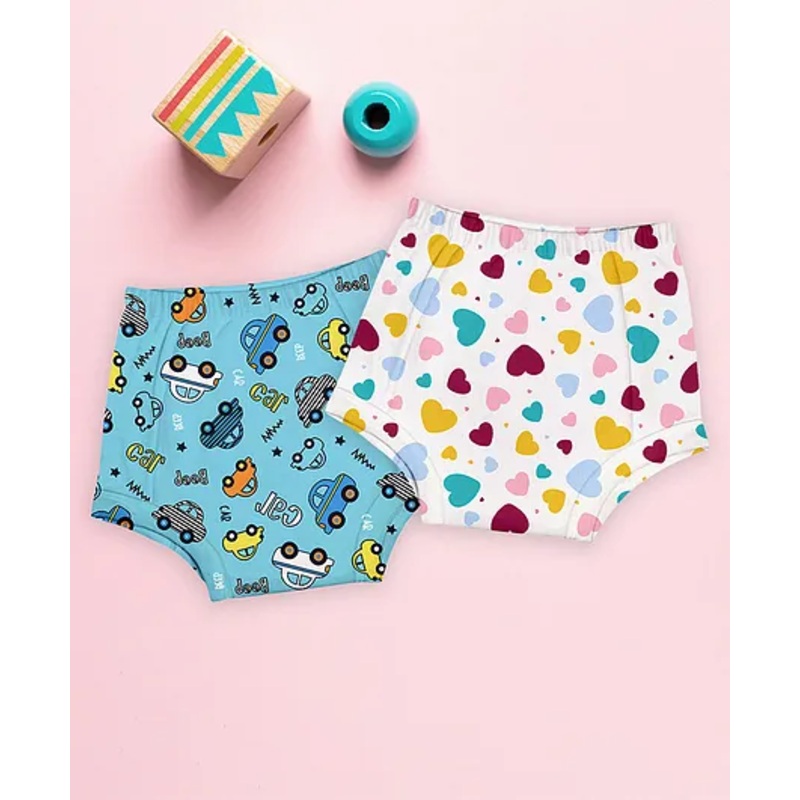 Mom’s  Home Cotton Unisex Baby Padded Underwear -Heart & Car- (12-24M) Pack Of 2