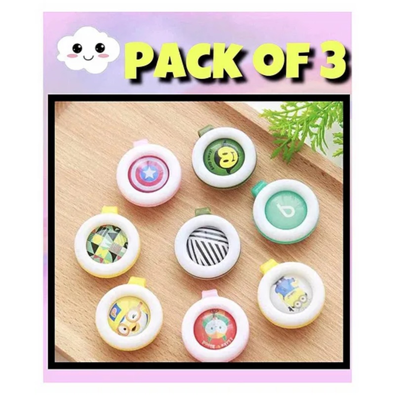 Ortis Reusable Mosquito Repellent Badge Pack of 3 – Colour & Print May Vary