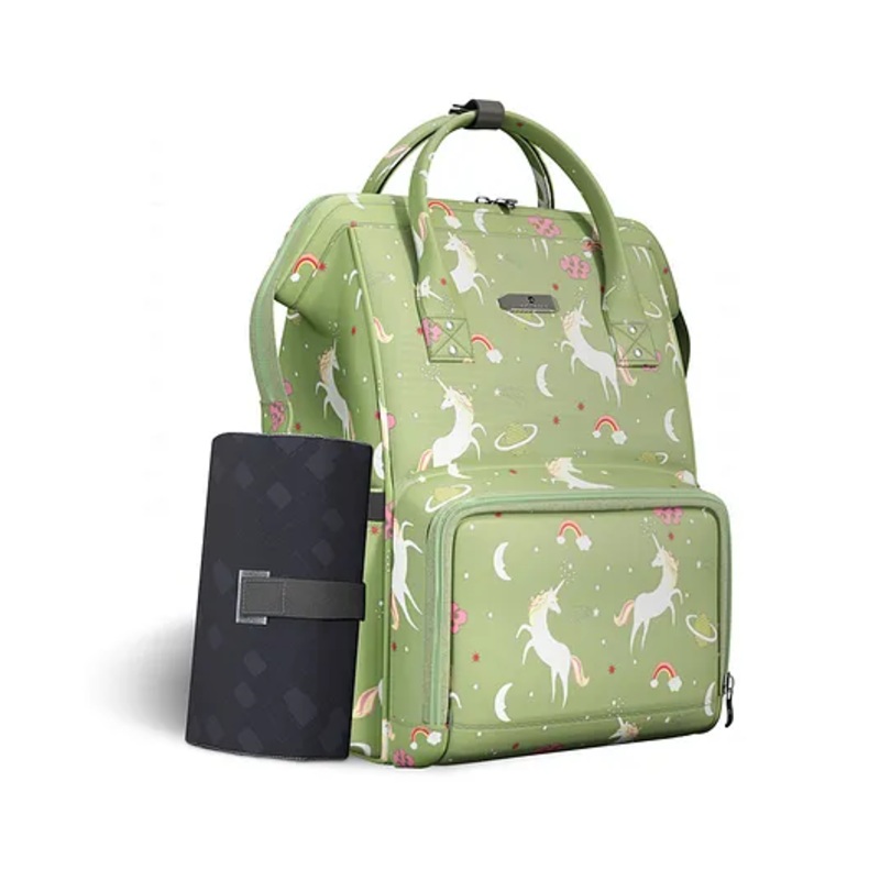 StarAndDaisy baby diaper Bag, Travel with multiple pockets, 26 liter Enhanced Capacity, Baby Bags for Mom with 3 double insulated pockets -Light Green