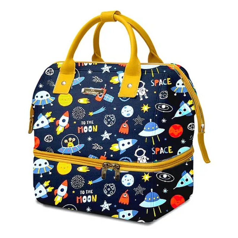 StarAndDaisy Travel Diaper Bag for Mothers  Stylish Handcrafted Bag with Insulated Compartment, Multiple Pockets & 12L Enhanced Capacity – Space Print