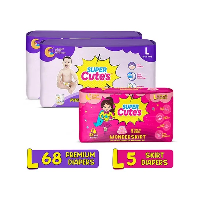 Super Cute’s Premium Wonder Pullups Diaper Large and Wonder Skirt Diaper Large – 73 Pieces
