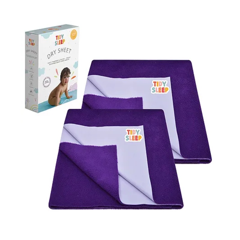 TIDY SLEEP Waterproof Baby Bed Protector Dry Sheet For New Born Babies- Babies Plum  Pack of 2 (Large)