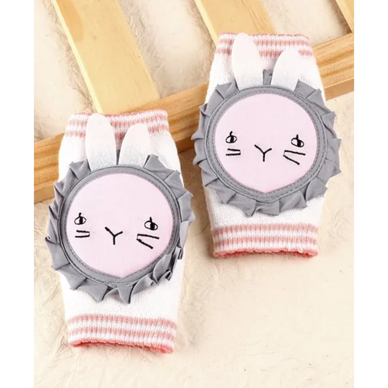 Baby Elbow & Knee Pads Bunny Applique – Grey Pink