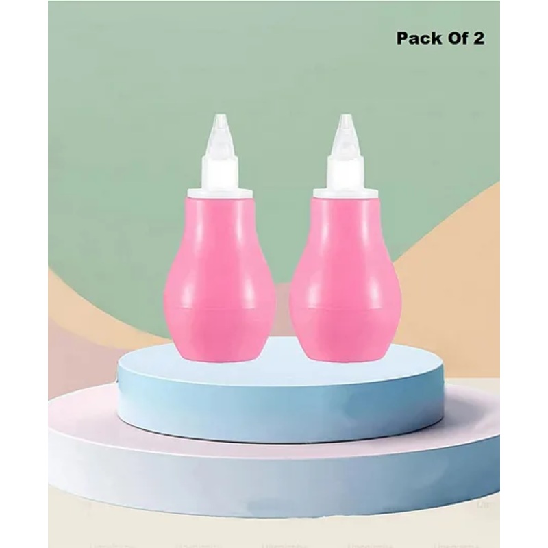 Baby Miniature Baby Nasal Nose Aspirator Suction Cleaning Tool Mucus Congestion Relief Teether Manual Nasal Aspirator-Pack of 2-Pink Color