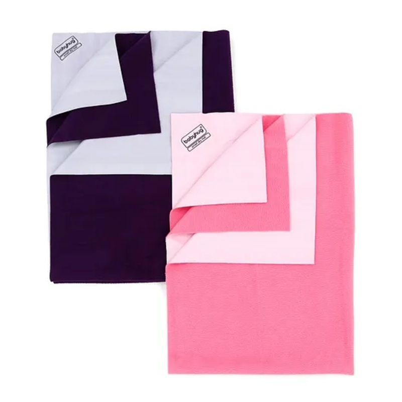 Babyhug Smart Dry Bed Protector Sheet Pack of 2 Large – Violet Pink