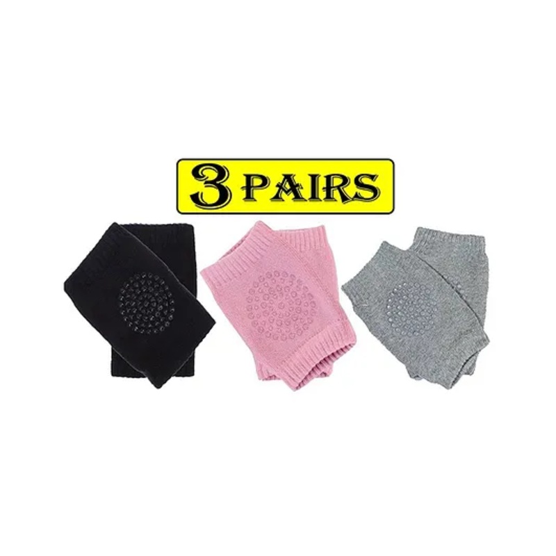 Babymoon Baby Anti Slip Stretchable Knee Cap Elbow Safety Protector Set Of 2 – Black & Light Grey