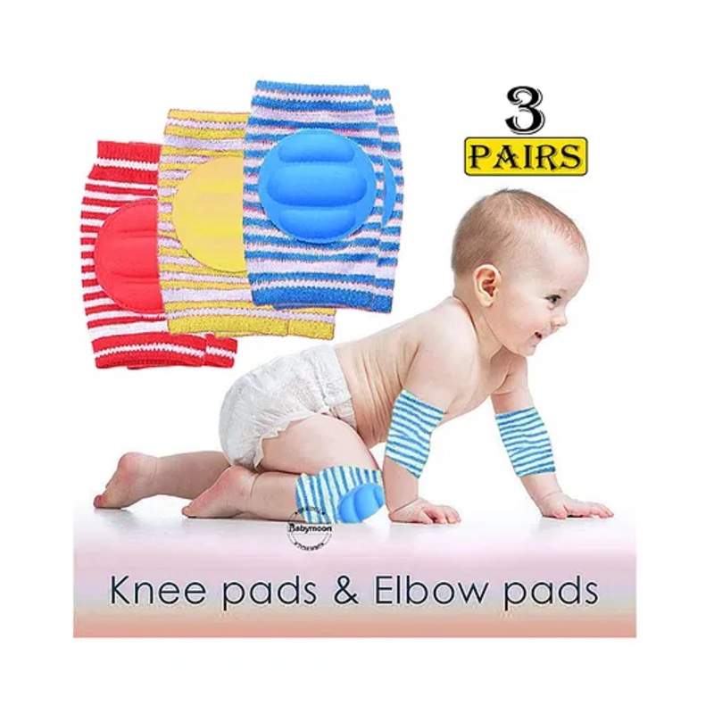 Babymoon Padded Kids Knee Elbow Protection Pads Pack of 3 – Red Yellow Blue