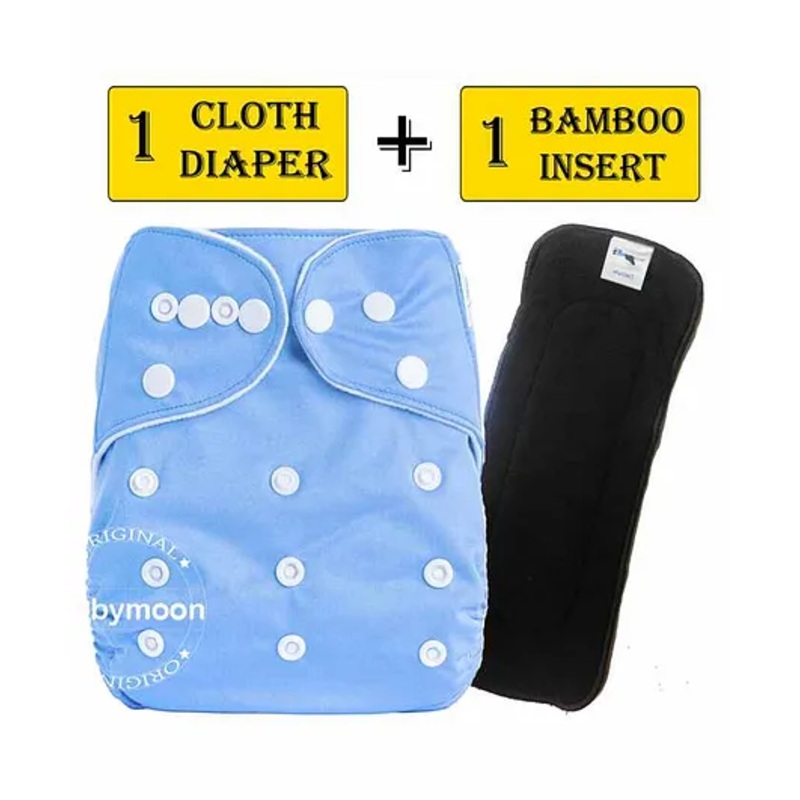 Babymoon Reusable Cloth Diaper with Insert – Blue