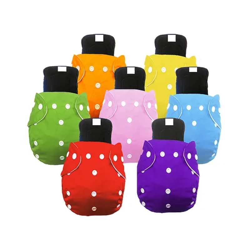 Babymoon Washable & Reusable Cloth Diapers With Insert Pack of 7 – Multicolor