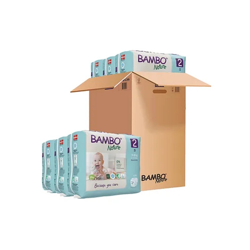 Bambo Nature Eco Friendly Tape Diapers with Wetness Indicator Small Size Pack of 6 – 180 Pieces