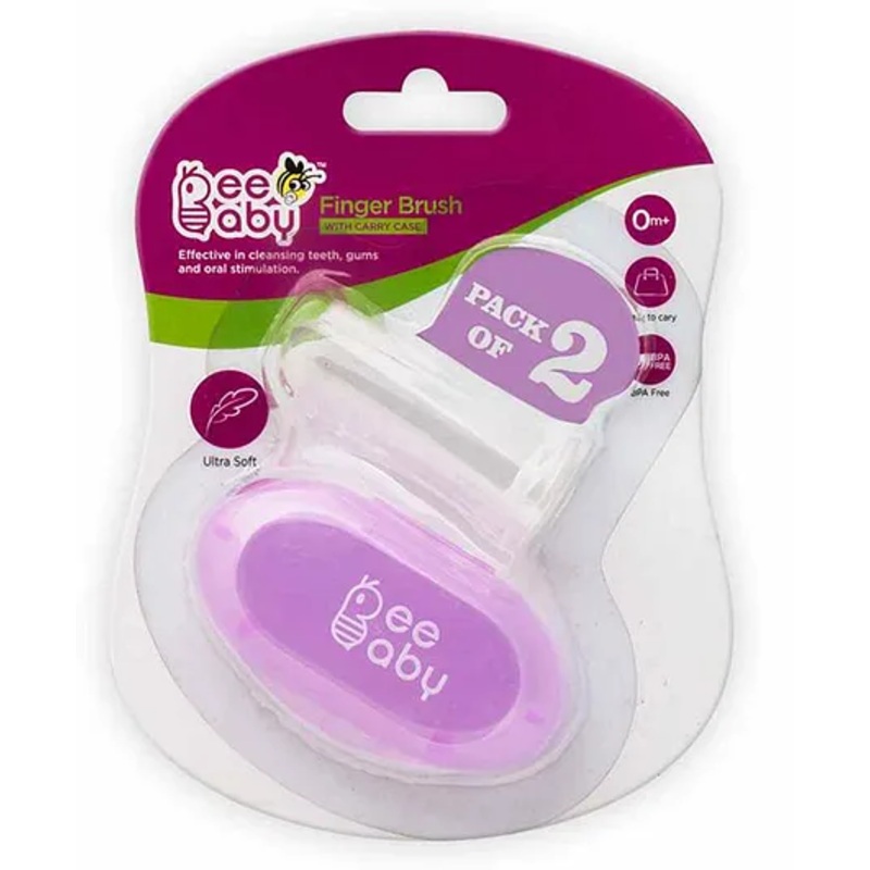 Beebaby Silicone Finger Brush with Carry Case Pack of 2 – Violet