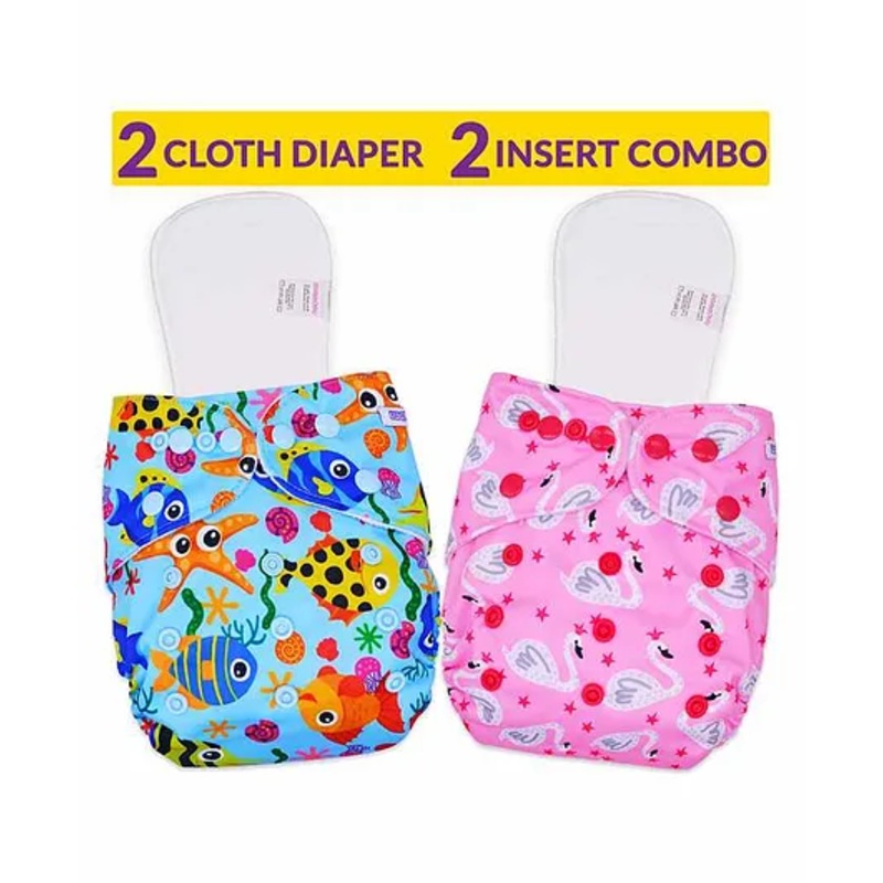 Bembika Reusable Cloth Diaper with Insert Animal Print Pack of 2 – Blue Pink