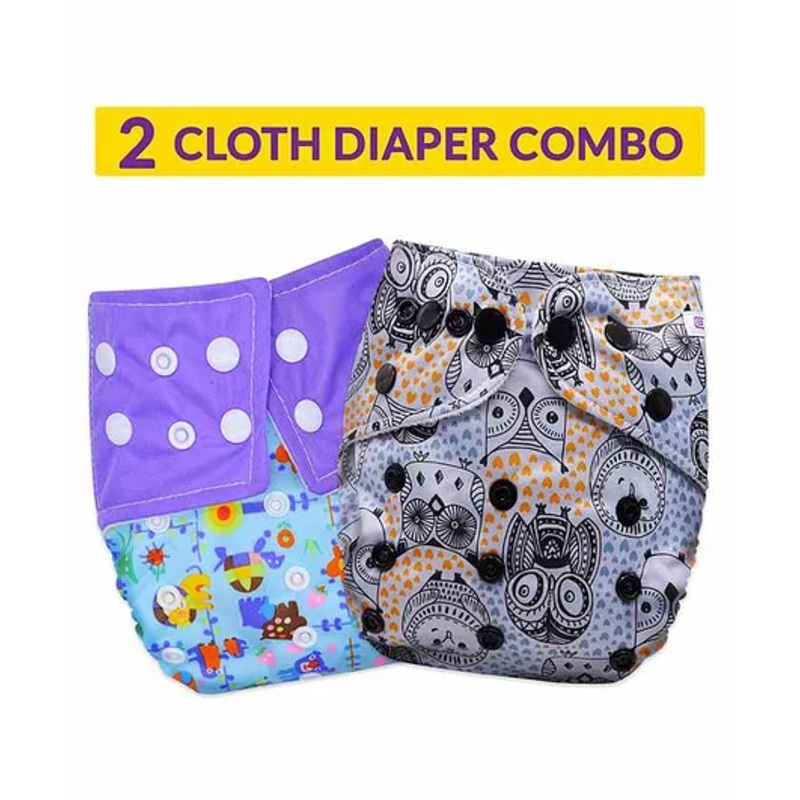 Bembika Reusable Cloth Diapers Multi Print Pack of 2 – Purple Black