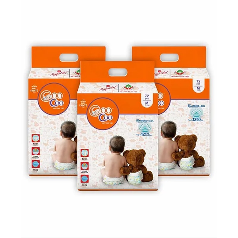 Coo Coo Extra Dry Baby Pullup Diaper Pants – Medium M 216 Count | Stretchable Waistband & Leak Protection