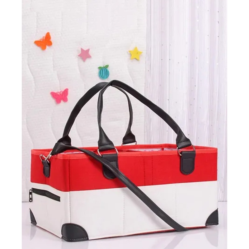 Diaper Caddy Bag – White Maroon