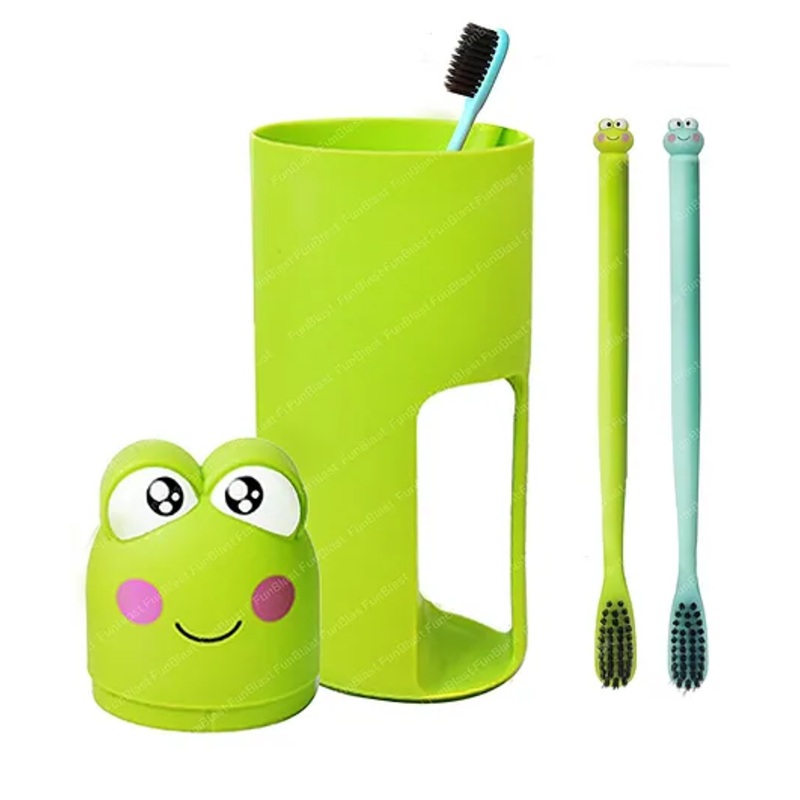 FunBlast Frog Design Toothbrush with Portable Box for Kids  2 Pcs Toothbrush