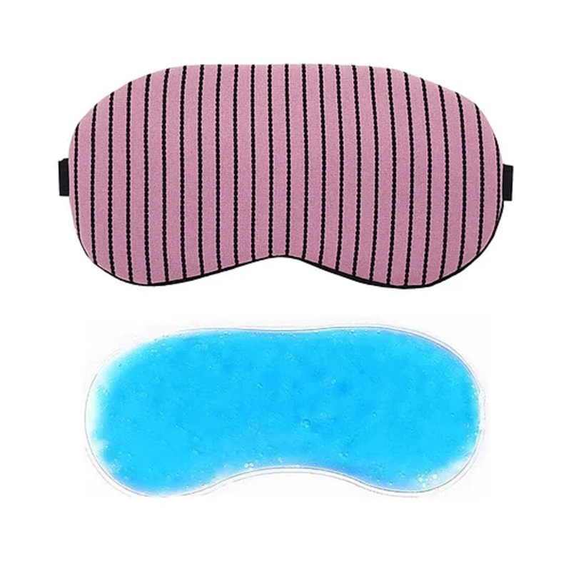 Jenna Sleeping Eye Mask With Cooling Gel MultiLine Print – Pink