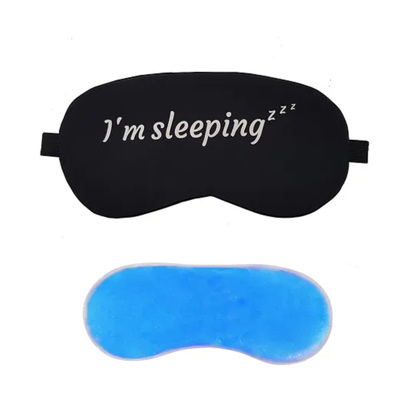 Jenna Sleeping  Printed Sleeping Eye Mask With Cooling Gel – Black