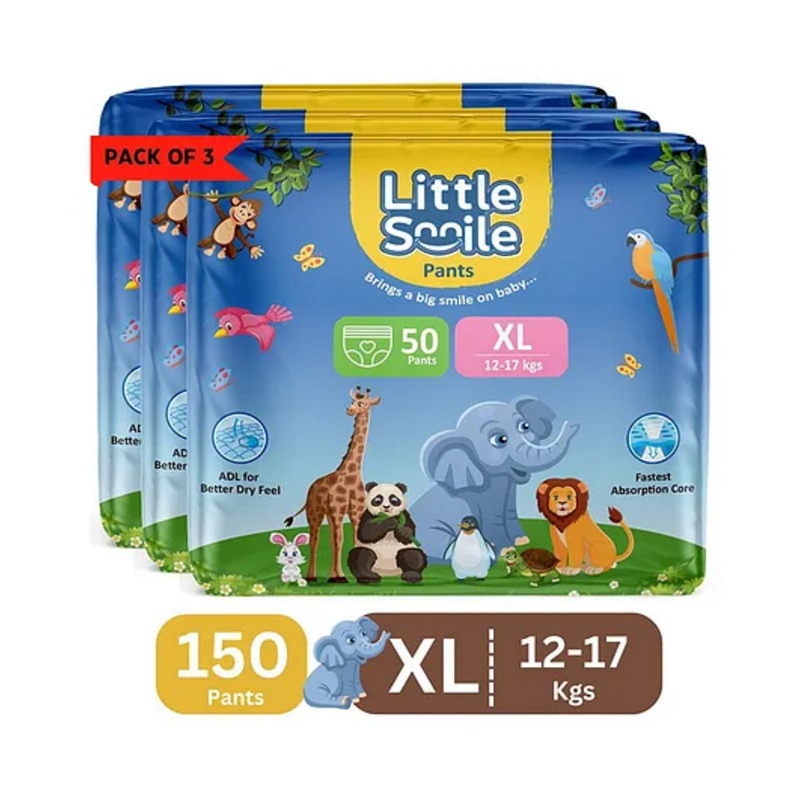 Little Smile Better Dry Feel Baby Diaper Pants | Extra Large | Pack of 3 – XL (150 Pieces)