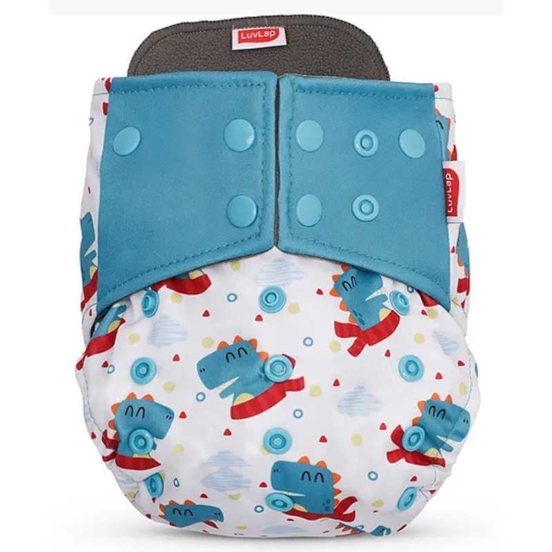 LuvLap Reusable Baby Cloth Diaper, Double Leak Guard, High Absorption, Quick Dry, Stain-Proof Comfort & Protection, Adjustable Waist & Height, Insert  White & Blue