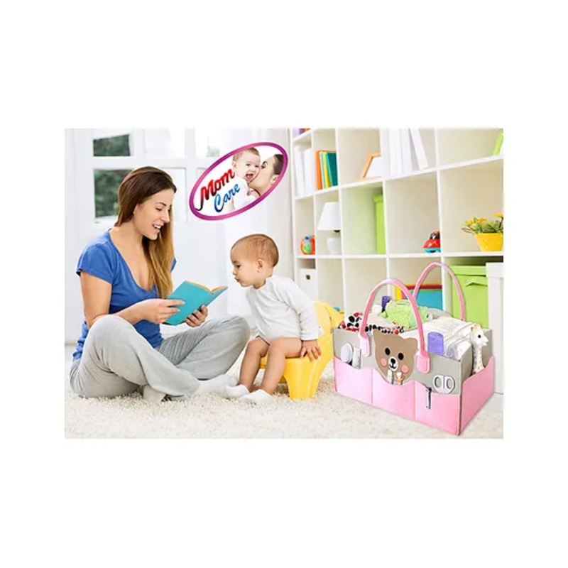 Mom Care Baby Diaper Storage Organizer Nappies Bag For Mother Stylish Storage Bag For All Newborn Baby Products Nursery  Basket- pink