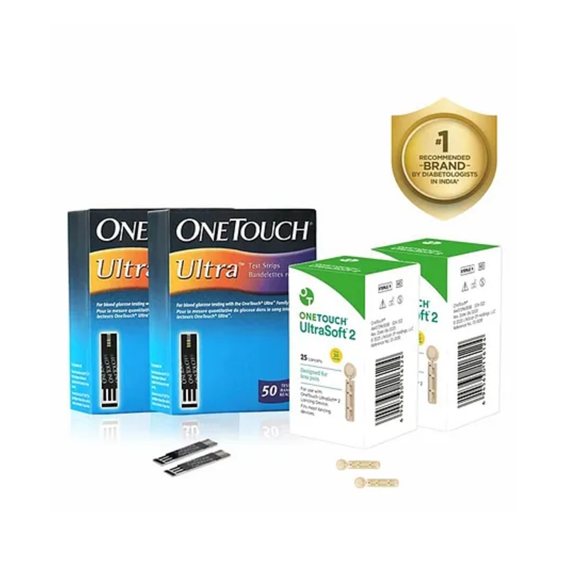 Onetouch Ultra Test Strips | Pack Of 100 Test Strips With 50 Ultrasoft 2 Lancets