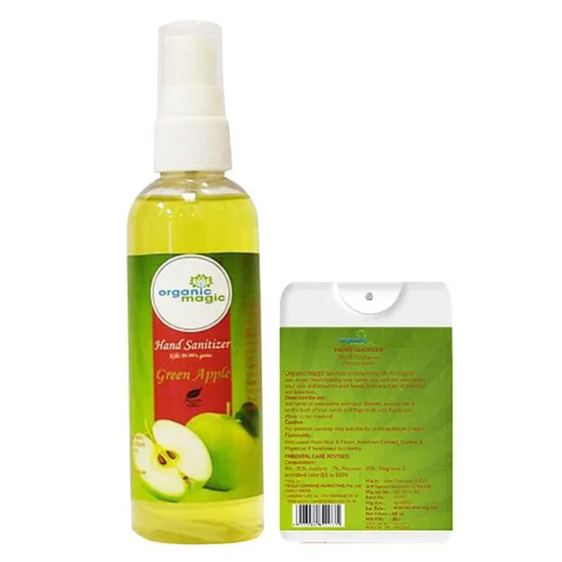 Organic Magic Hand Sanitizer Green Apple – 100 ml & 18 ml