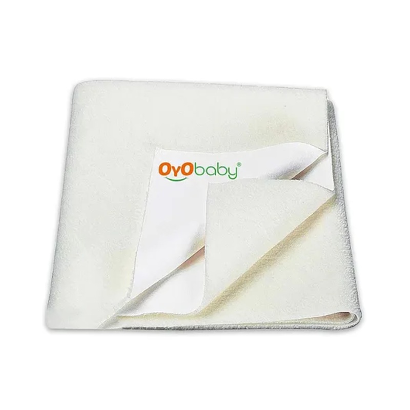 OYO BABY Anti-Piling Fleece Extra Absorbent Instant Dry Sheet, Baby Bed Protector, Waterproof Sheet, Small (70cm x 50cm), Ivory