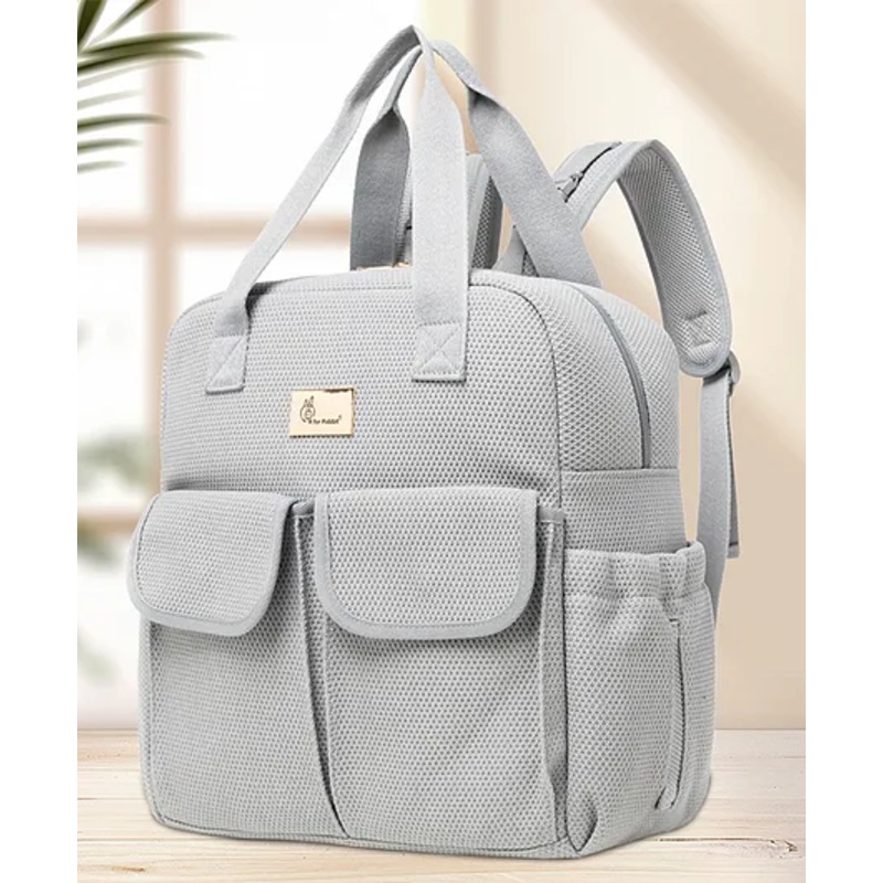 R for Rabbit Caramello Breezy Baby Diaper Bag with Changing Mat for Mother, Waterproof, Large Capacity Multifunctional Maternity Bag for Travel Nursing Backpack for Moms (Grey)