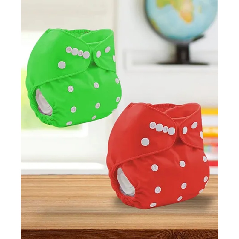 Sparkle Joy Free Size Reusable Cloth Diaper Without Insert Pack Of 2 – Green & Red